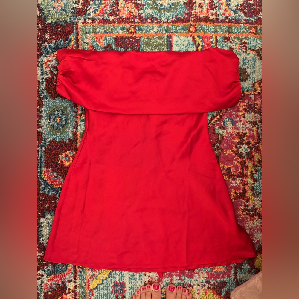 Beginning Boutique Red Off-Shoulder Mini Dress